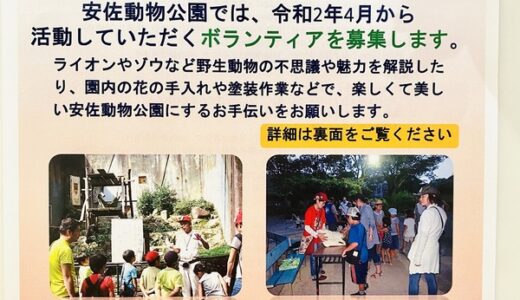 【1/31締切】広島市安佐動物公園が2020年度のボランティアを募集している。