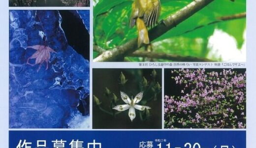 【写真コンテスト・11/30締切】ひろしま遊学の森では、広島市森林公園・広島緑化センター内の写真を題材にした『四季の移ろい写真コンテスト』の作品を募集中。