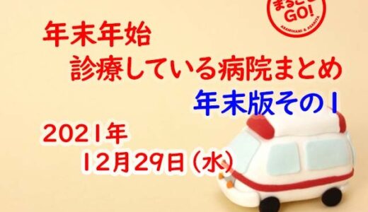 安佐南＆安佐北の年末年始診療している医療機関まとめ。年末版その１（2021年12月29日（水）)