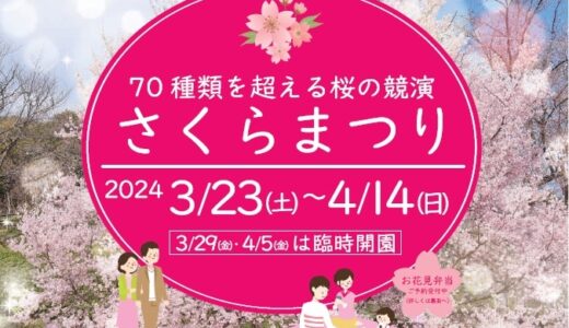 70種類を超える桜の競演！3/23(土)～4/14(日)まで広島市植物公園で「さくらまつり」開催。3/30.31.4/6の3日間は幻想的な夜桜に出会える夜間開園開催。