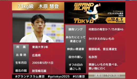 【緊急独占インタビュー】世界の柔道大会『パーク24presentsグランドスラム東京2025』に、安佐南区伴南出身の木原慧登選手が参戦。12/7(日)生放送だ!
