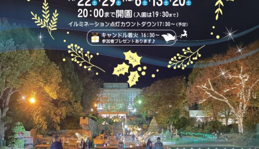 【期間限定で夜間開園】広島市植物公園で『花と光のページェント』を開催中。12/20(土)はエリザベト音大のフルート研究会がコンサートに登場するみたい。
